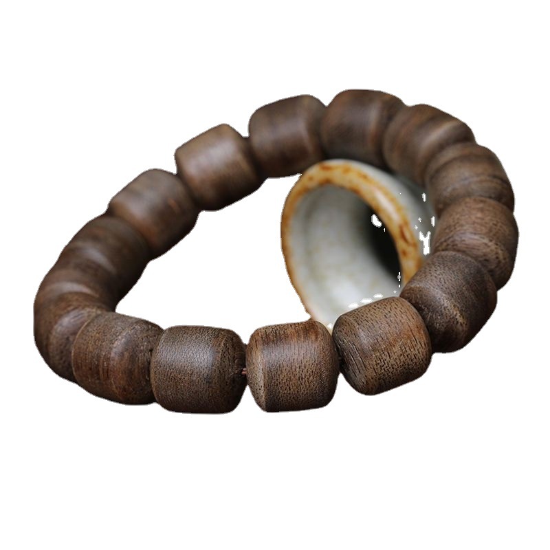 越南芽庄绿奇楠沉香桶珠手串沉香老料黑油男女手链念珠佛珠-阿里巴巴