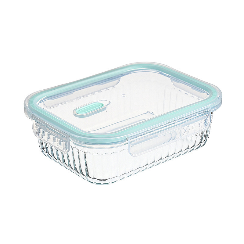 New Vertical Striped Lunch Box Microwave Oven Dedicated for Heating Bowl Office Worker Lunch Box Glass Crisper Lunch Box