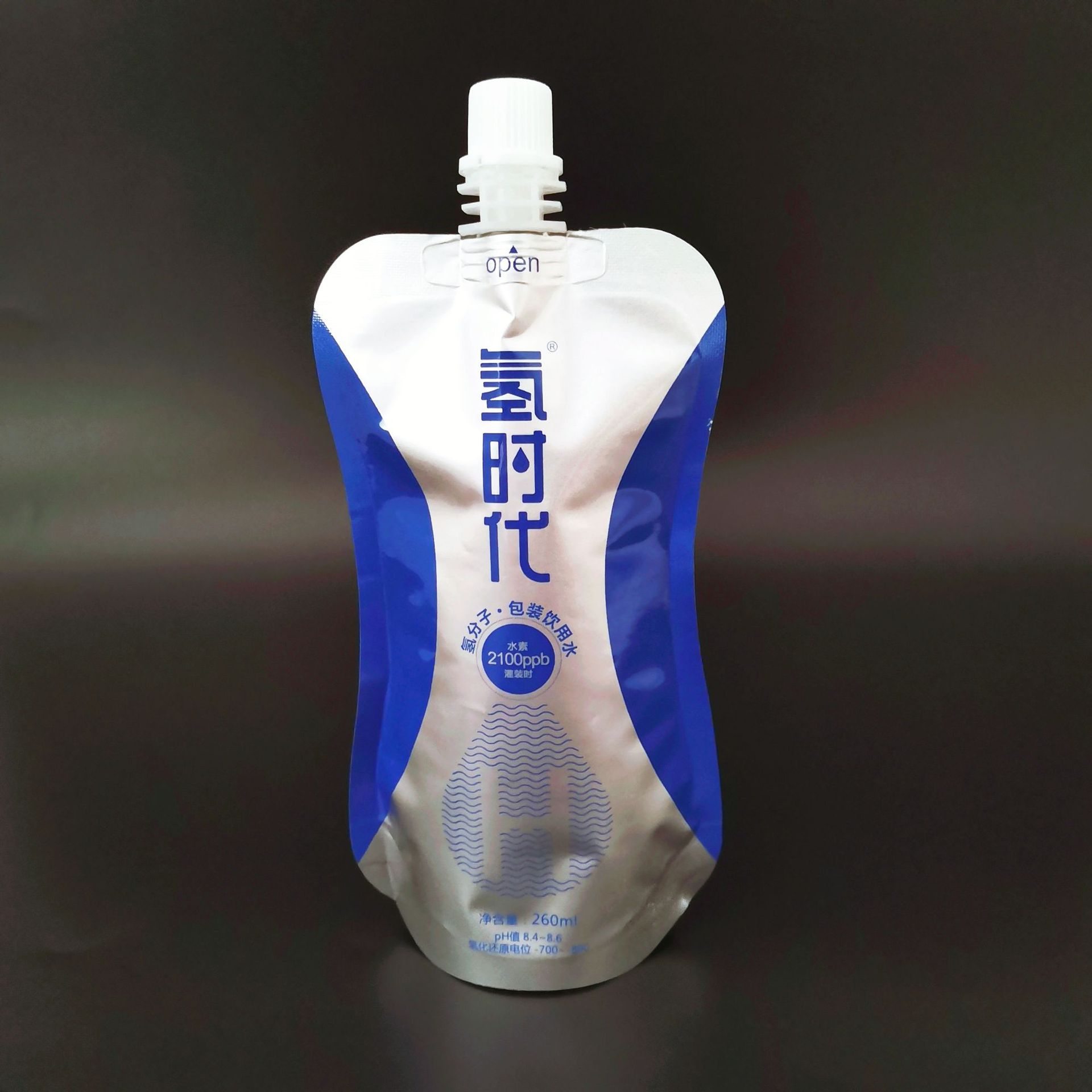 定制260ml富氢水包装袋 避光纯铝箔水素水优质饮用水自立吸嘴袋