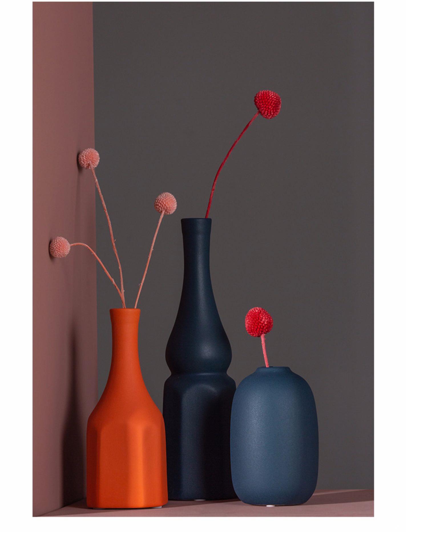 莫兰迪北欧陶瓷小花瓶摆件创意客厅餐桌插花电视柜家居干花装饰品