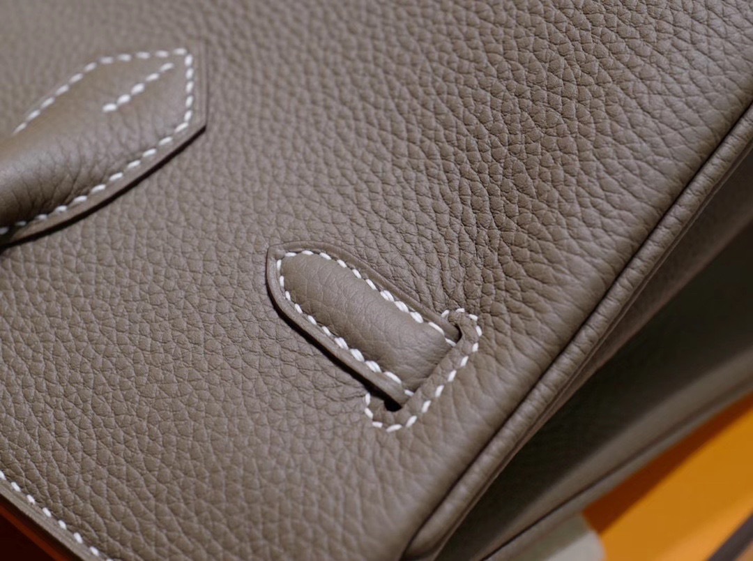 ari全手工定制高端铂金包进口togo真皮大象灰25金扣蜡线手提女包