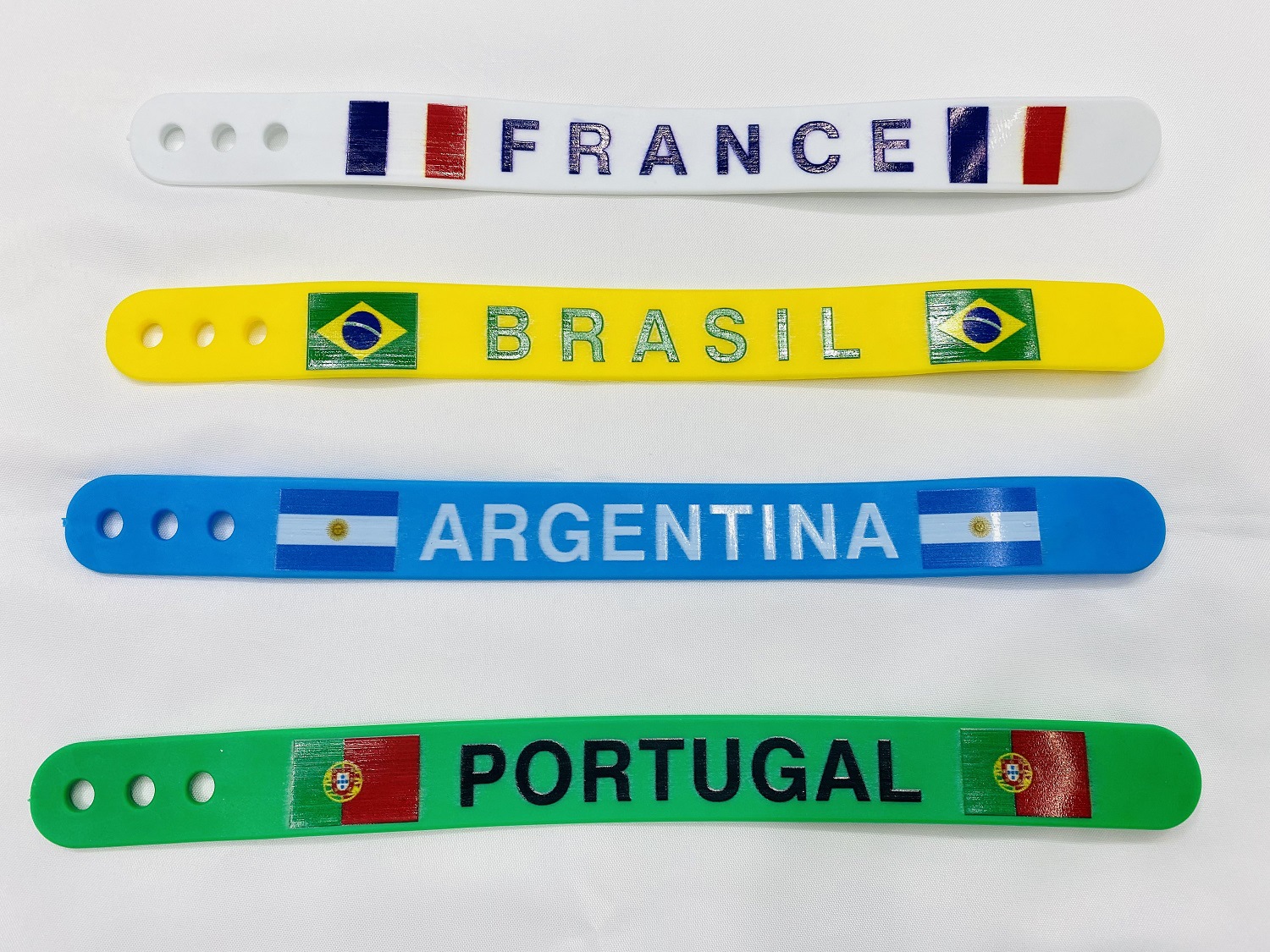 Qatar Brazil Football World Cup Fans Cheer Support Props PVC Button Strap Football Bracelet Jewelry