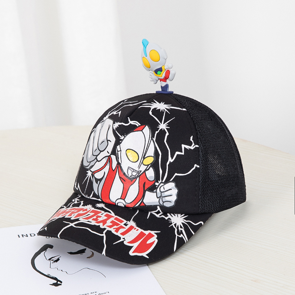 Cartoon Three-Dimensional Children's Ultraman Hat Summer Mesh Sunshade Baby Peaked Cap Boys Trendy Cool Baseball Cap