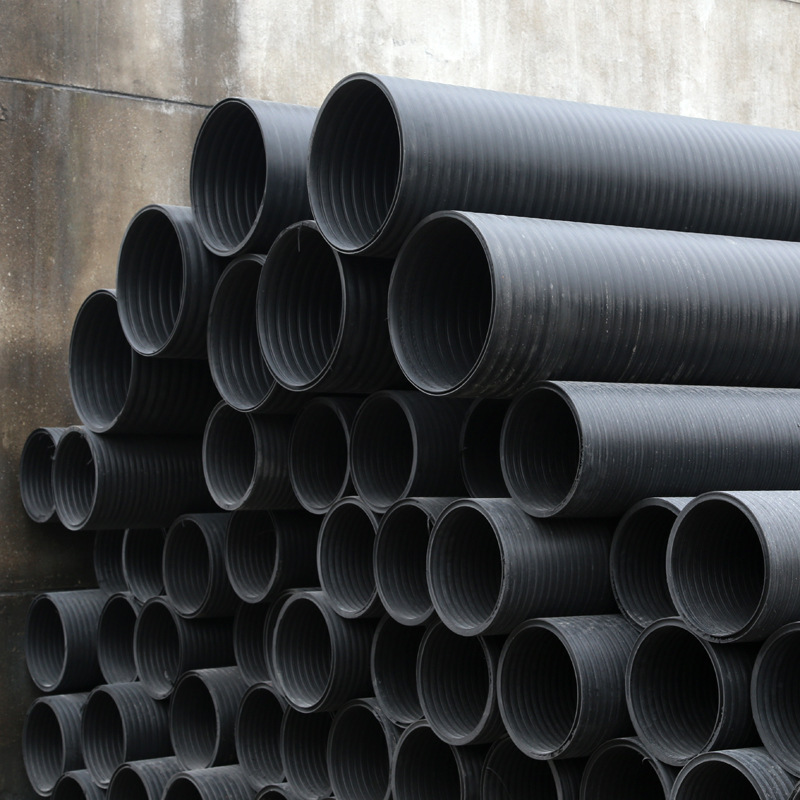 hdpe中空壁波纹管200-800 中空缠绕井筒管 pe排水双壁缠绕承插管