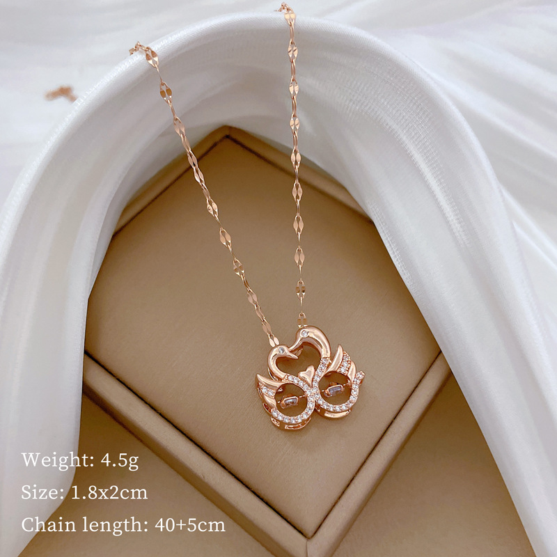 [Titanium Steel] Element Love Full Diamond Light Luxury Elegant Gorgeous Full Diamond Necklace Women's All-Match Clavicle Chain Titanium Steel Chain