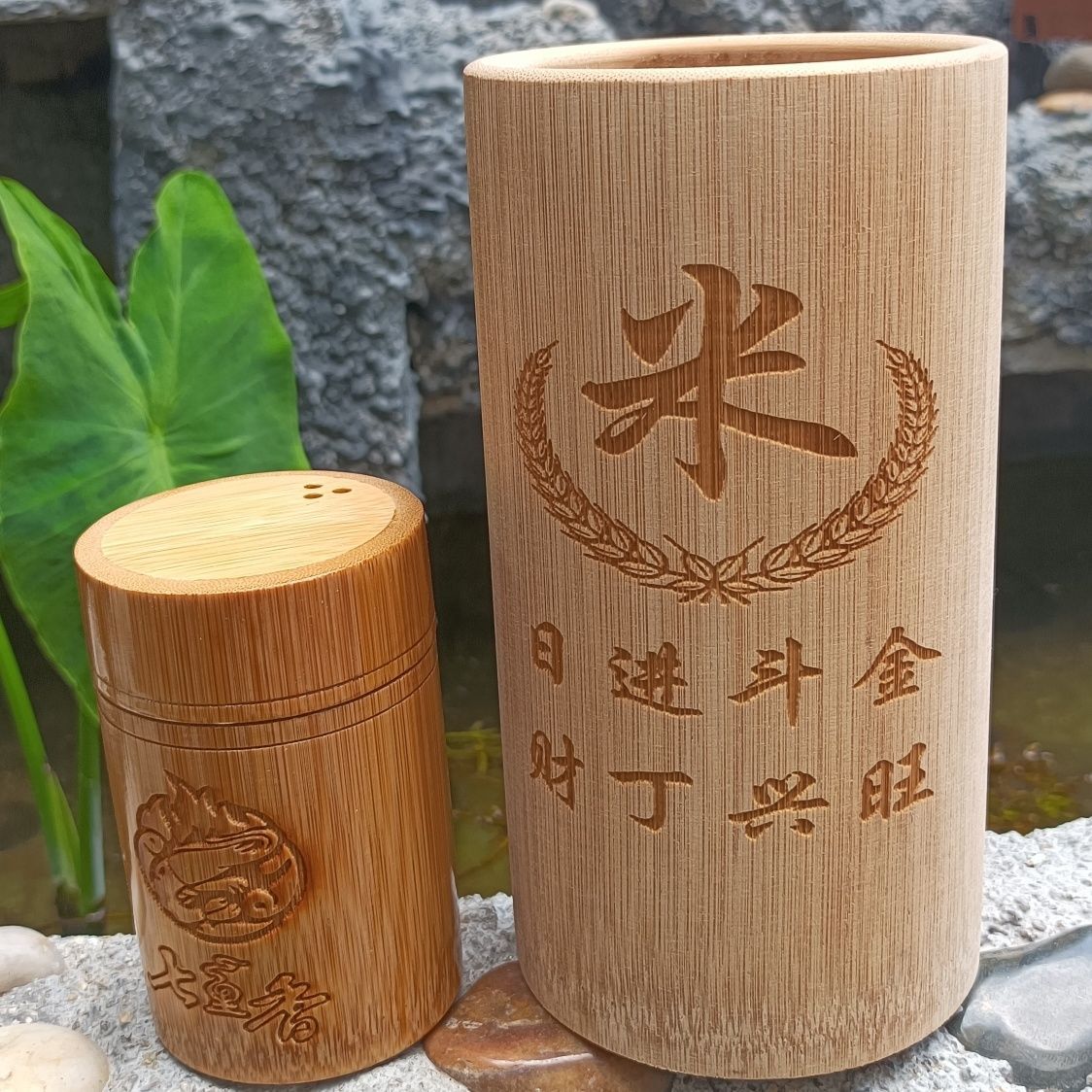 量米升子楠竹竹筒舀米杯老式米升筒量米筒量米器天然家用无漆米斗