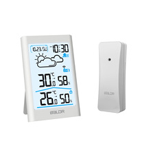 BALDR竖款室内外温湿度计家用无线气象站LCD显示天气预报电子闹钟