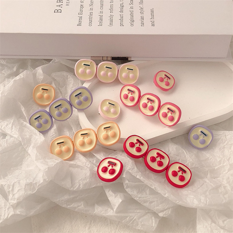 Girl Ins Internet Celebrity Candy Color Cherry Barrettes Side Bangs Broken Hair Clip Duckbill Clip Hair Clip Headdress Female