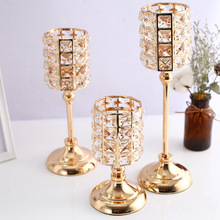 欧式创意金色水晶蜡烛台摆件浪漫烛光晚餐氛围感拍照道具装饰品臣