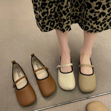 时尚玛丽珍鞋女2022年夏季新款仙女风韩版平底一字带浅口豆豆单鞋