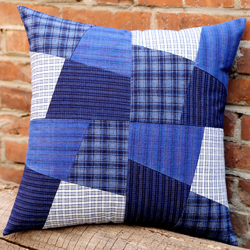 土布老粗布抱枕靠垫套手工拼布靠枕抱枕套布艺用品清洁剂否其