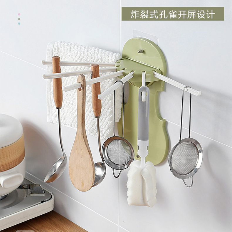 Factory Wholesale Punch-Free Seven-in-One Pull-out Rack No Trace Stickers Wall-Mounted Multi-Functional Retractable Rack