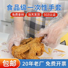 批发加厚食品级一次性手套 餐饮料理防油透明塑料薄膜pe手套