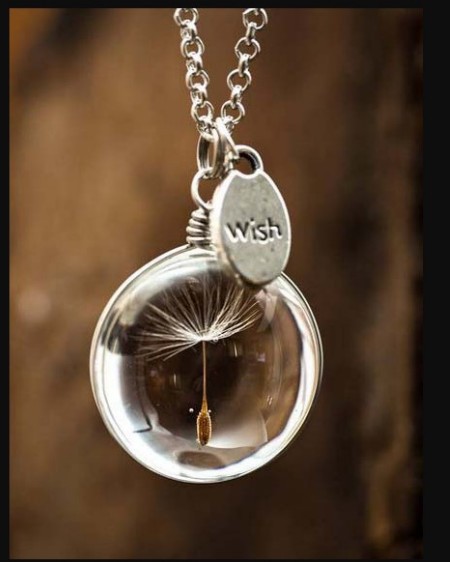 制作蒲公英时光宝石项链心形圆形椭圆双面宝石简约款水晶项链