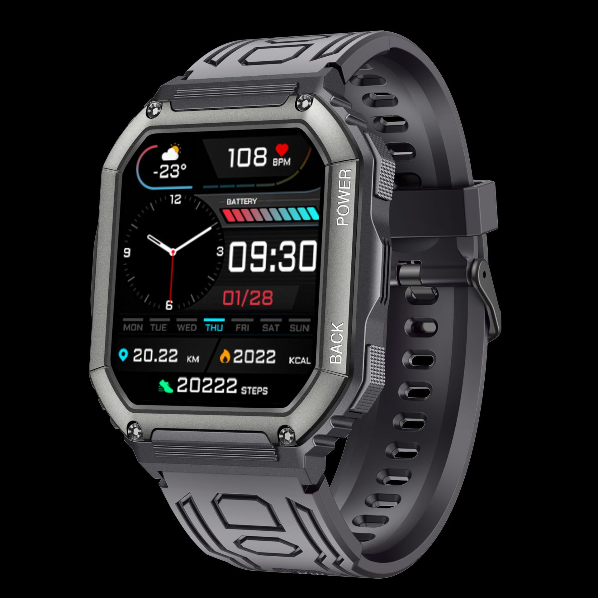 Cross-Border New Kr06 Smart Three-Proof Watch Bluetooth Calling Voice Assistant Heart Rate Outdoor Sports Waterproof Bracelet