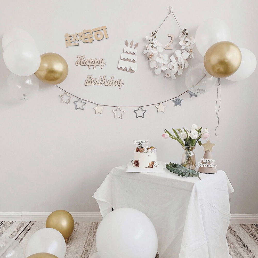 森系周岁生日布置木质宝宝儿童生日百天背景墙场景拍照道具装扮