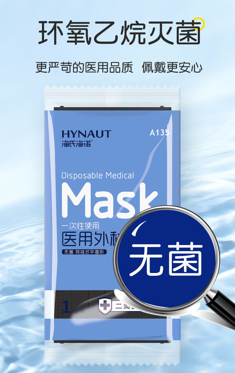 海氏海诺医用外科口罩一次性医疗三层防护专用黑色单独独立包装