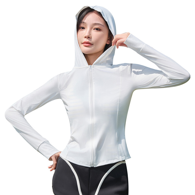 Slim-Fit Sun Protection Clothing Upf50 + Women's Thin and Breathable Sun Protection Uv Protection Ice Silk Hooded Coat Raw Yarn Sun-Protective Clothing