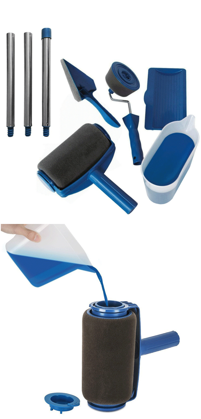 paint roller多功能无缝油漆滚筒刷 伸缩油漆刷套装 六件套伸缩杆