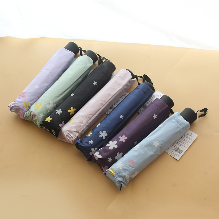 现货批发 三折花草图案雨伞10骨晴雨两用防晒伞防紫外线遮阳伞