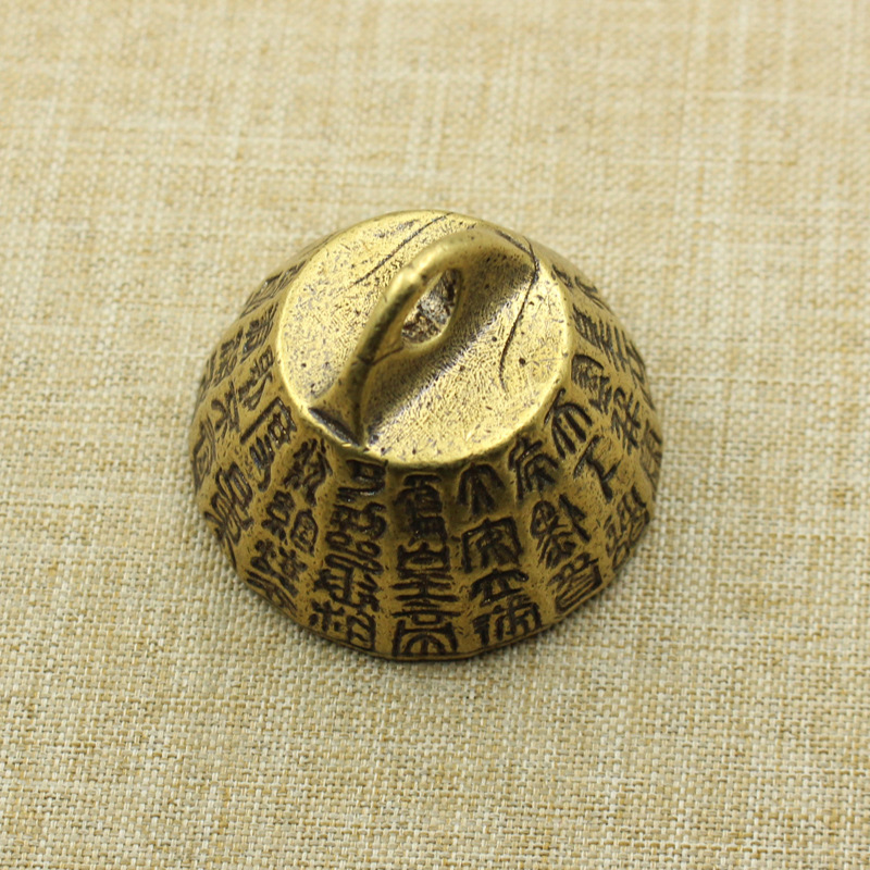 秤砣黄铜实心重量砣手把健身小铜器老物件秤砣镇纸摆件文玩地摊货