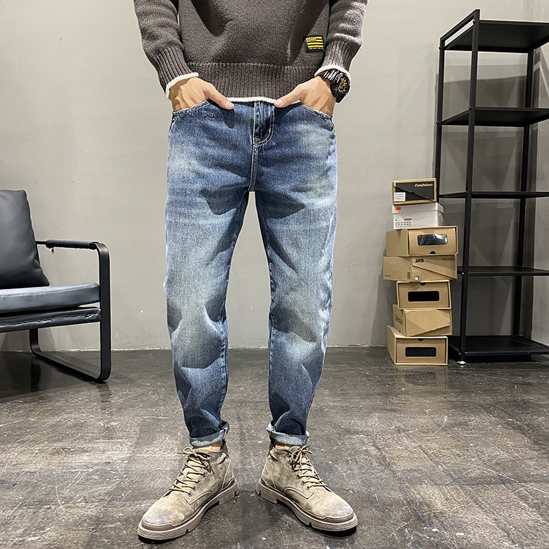 秋冬新款 日系宽松男装牛仔 长裤哈伦牛仔裤男923