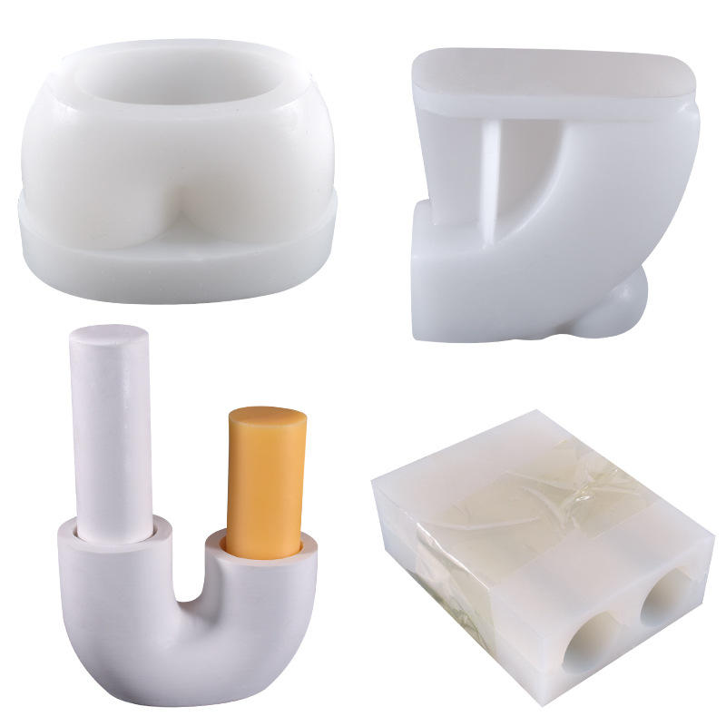 新款diy手工模具u形烛台圆形蜡烛硅胶模具两半合体香薰石膏摆件模