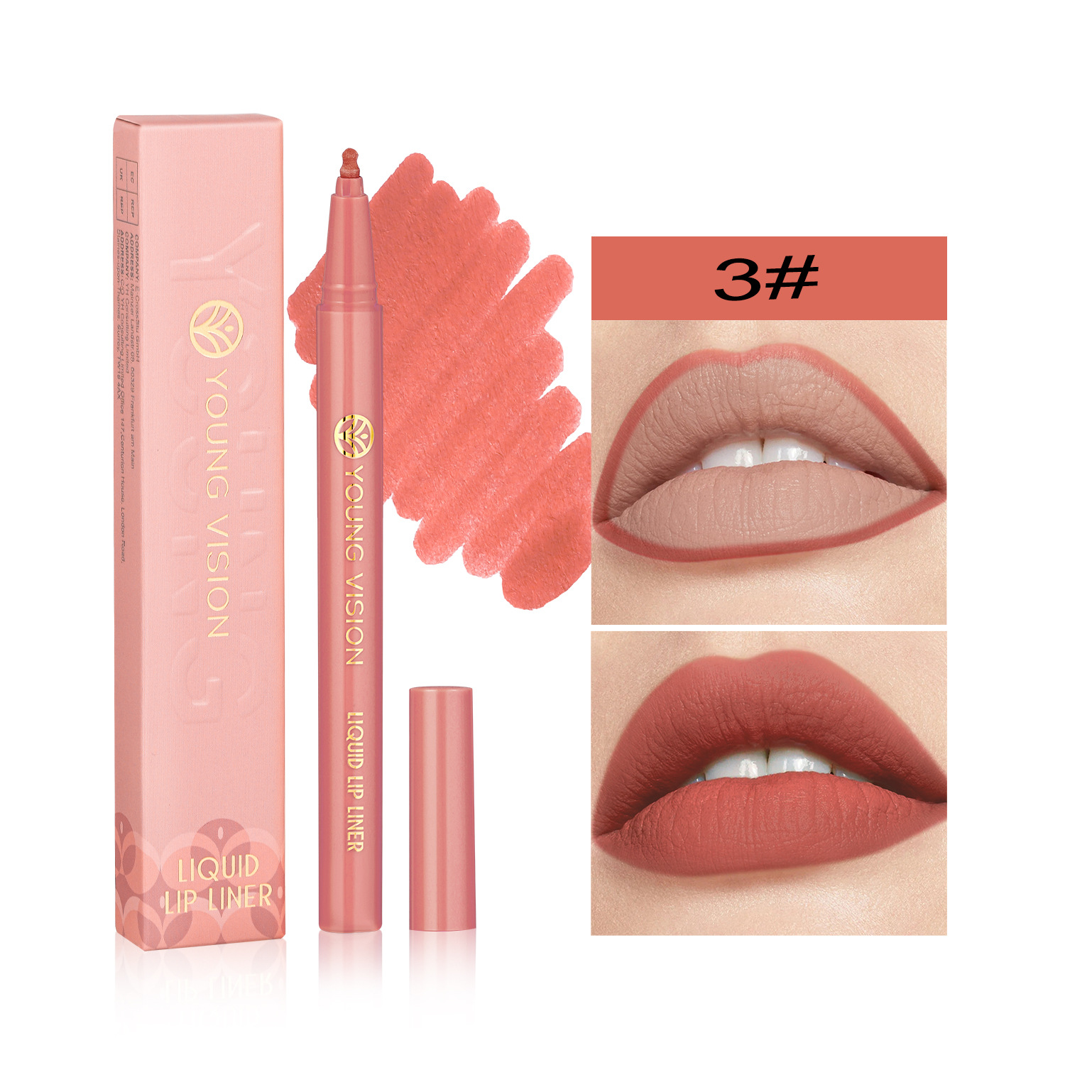 Young Vision Matte Liquid Lip Liner Sponge Gourd Head Matte Nude Waterproof Lip Lacquer Lipstick Pen