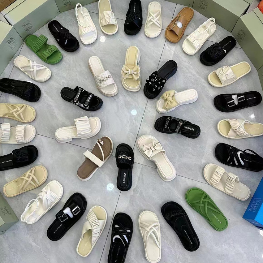 2024新款仙女风松糕厚底溶解鞋海边沙滩拖鞋ns珍珠凉拖鞋地摊批发