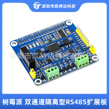 树莓派二路RS485扩展板 通信模块 SPI接口 双通道隔离 适用4B/3B+