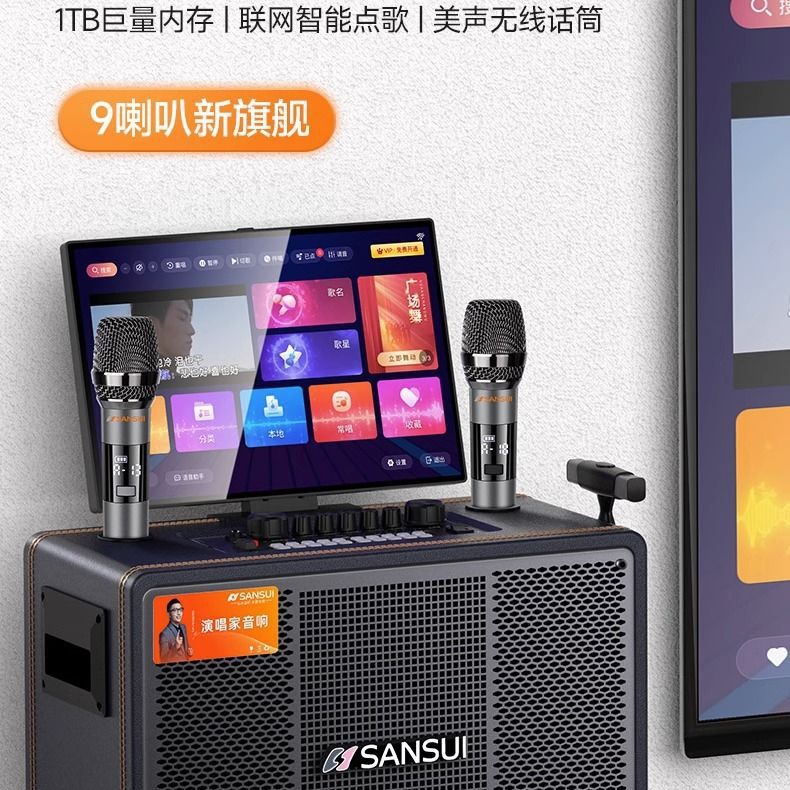 山水pe125户外k歌卡拉ok音响带显示屏配拉杆自带点歌系统-阿里巴巴