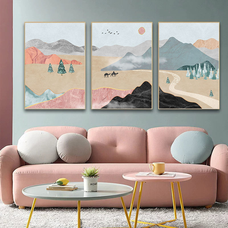 北欧风格装饰画现代客厅挂画沙发背景墙画三联画卧室床头餐厅壁画