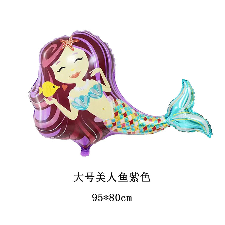 Mermaid Cartoon Aluminum Balloon Fish Tail Children's Birthday Party Scene Decoration Banquet Background Layout