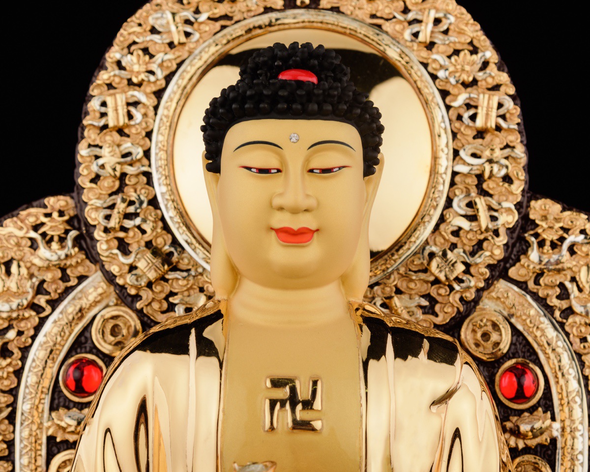 台湾盛凡铜鎏金佛像药师佛左右胁侍日光月光菩萨家用供奉东方三圣