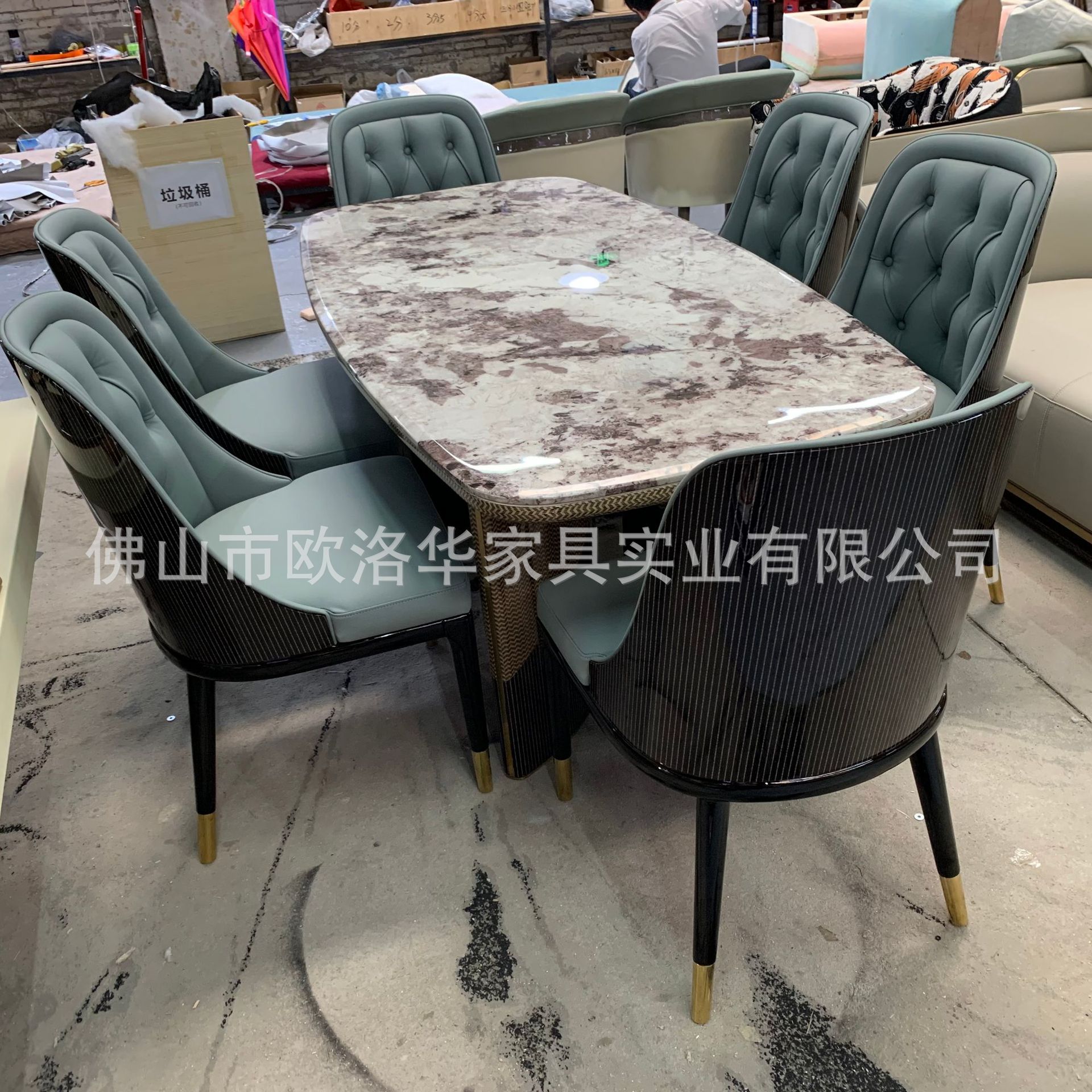 意式轻奢实木餐桌真皮餐椅宾利一桌六椅组合餐厅小户型简约餐桌椅