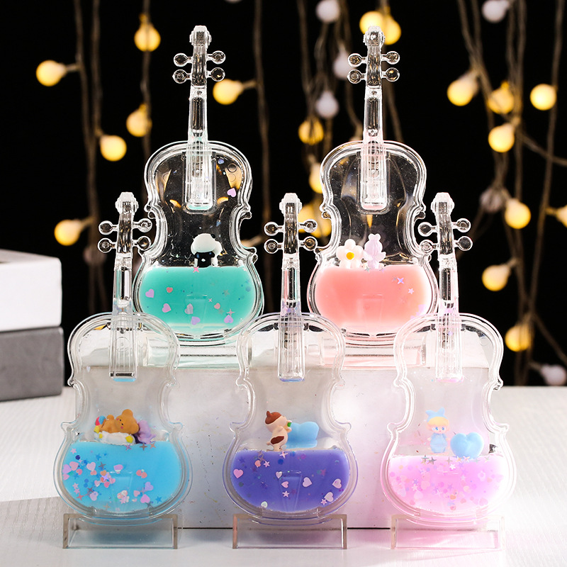 douyin online influencer cello shape floating hourglass ornaments pumpkin car creative oil drops penholder liquid quicksand toys