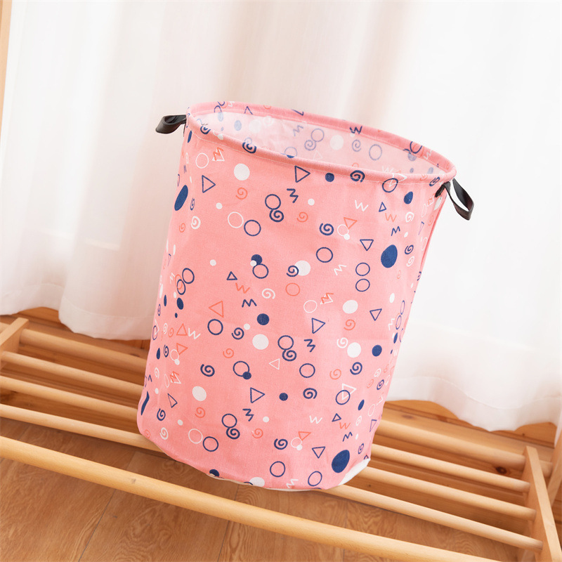 Nordic Style Large Storage Dirty Clothes Blue Five-Pointed Star Christmas Waterproof Coating round Barrel Storage Box