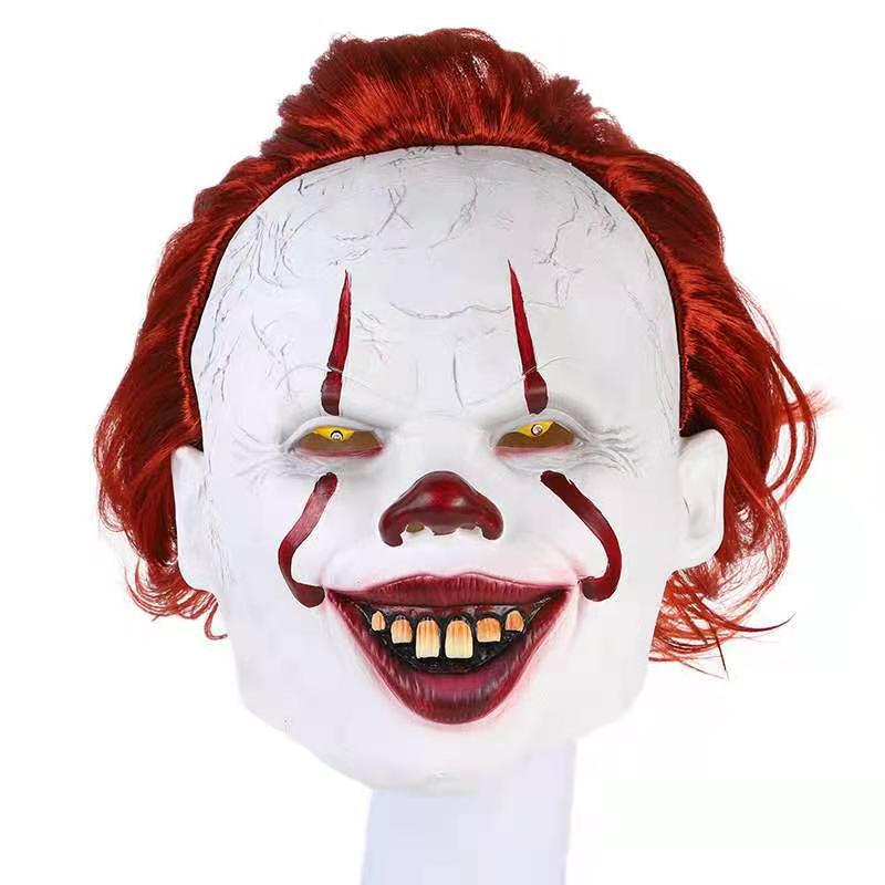 万圣节小丑回魂cosplay恐怖面具   电影小丑头套微笑吓人乳胶面具