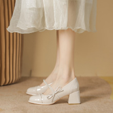 法式公主高跟鞋2024年新款春季伴娘配仙女裙子鞋漆皮玛丽珍单鞋女