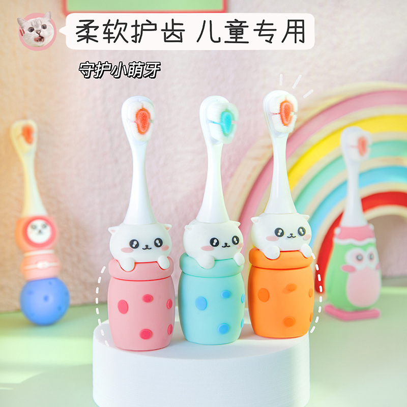 Cute Cartoon Children Soft-Bristle Toothbrush Cute Ten Thousand Hair Toothbrush for 2-8 Years Old Baby