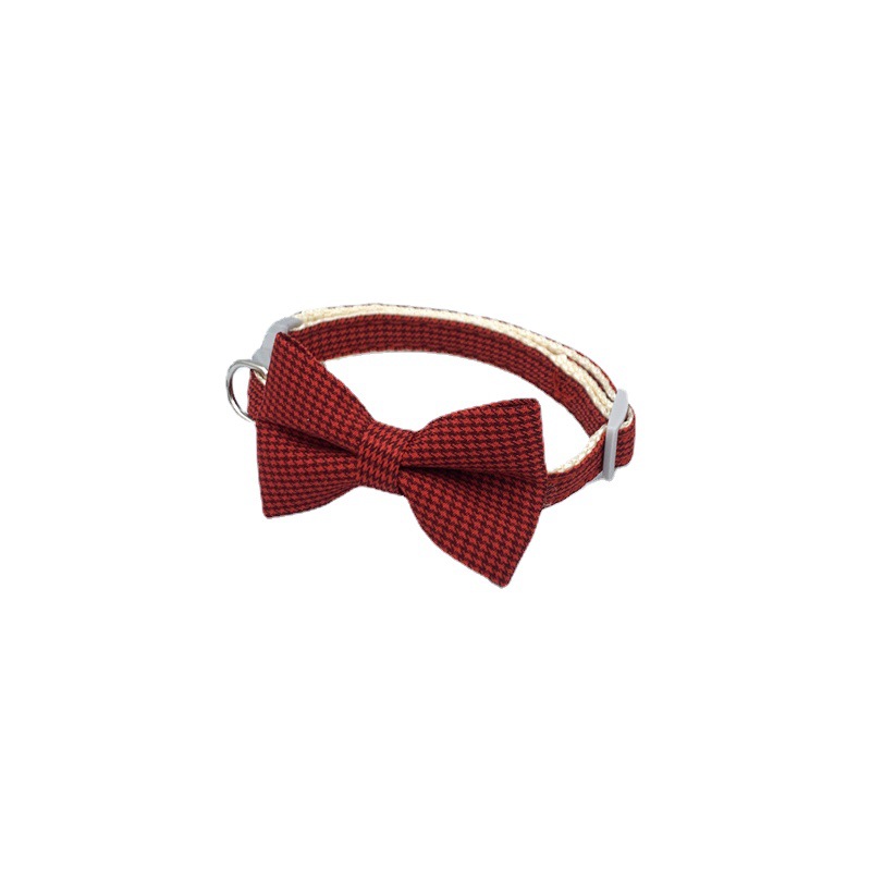 New Pet Collar Houndstooth Design Bow Cat Collar Dog Collar Release Buckle Cat Collar Factory Direct Sales