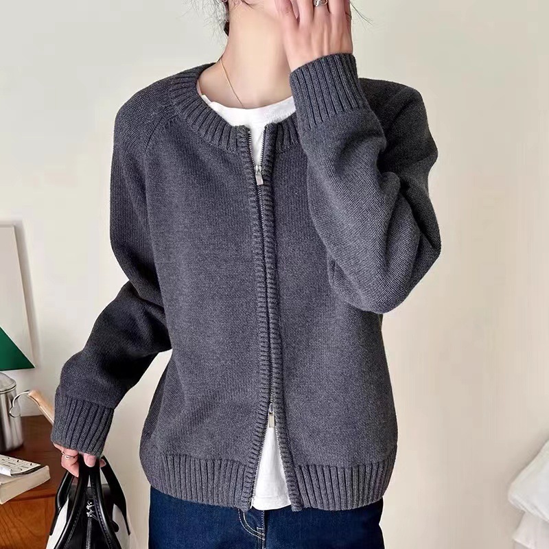 针织羊绒开衫女100纯羊毛衫秋冬新款今年流行的爆款拉链毛衣外套
