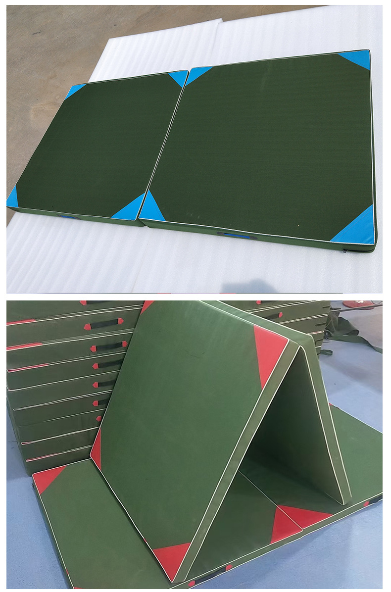 跨境批发 体操垫三折两折 折叠空翻垫子 体育训练有机硅布体操垫