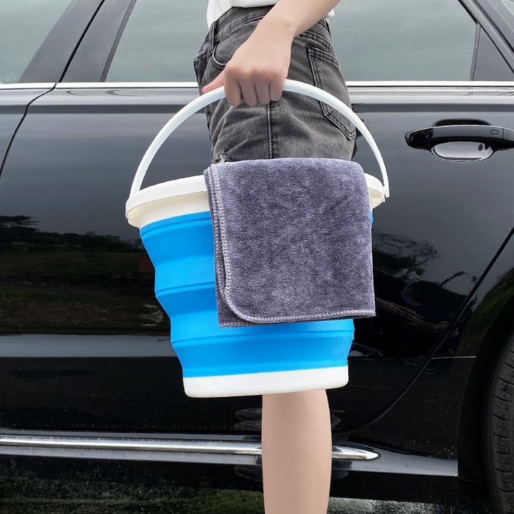 Orange Blue Gray Three-Color Folding Car Wash Bucket Portable Car Travel Fishing Multifunctional Telescopic Duct Large 10l