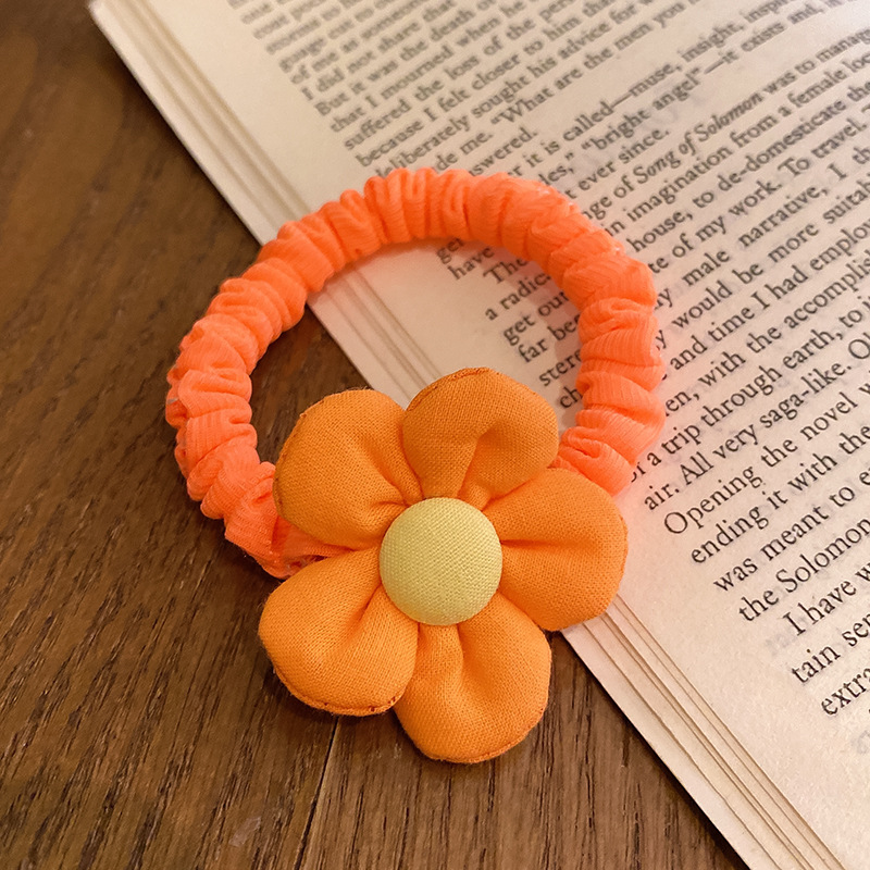 Fabric Bowknot Headband Hair Ring Flower Small Intestine Ring Hair Rope Rubber Band Girl Candy Color Jewelry Hair Accessories