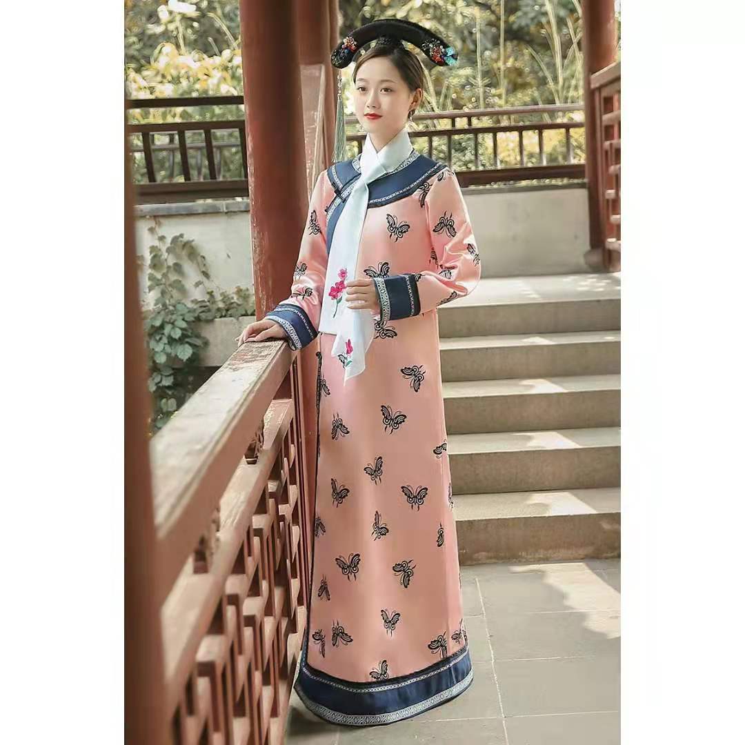 古装清朝旗袍拍抖音延禧攻略同款秋季女装满族盘扣斜襟复古氅衣