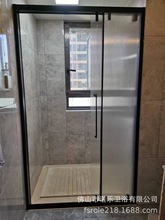一字不锈钢淋浴房浴室玻璃家用卫生间干湿分离隔断推拉门移门神器