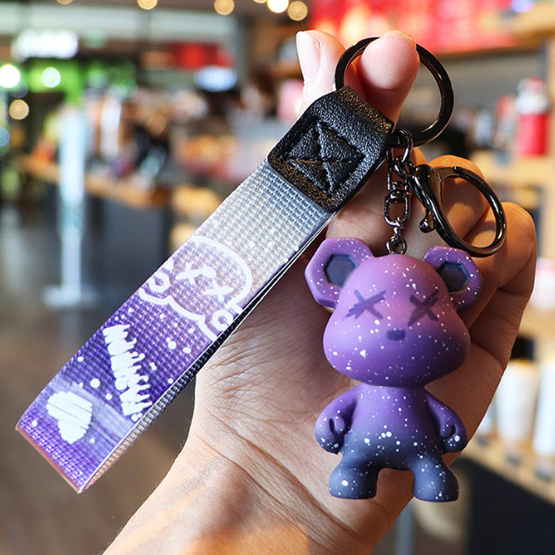 Cartoon Resin Chameleon Bear Cars and Bags Lovers Wholesale Pendant Keychain Small Gifts