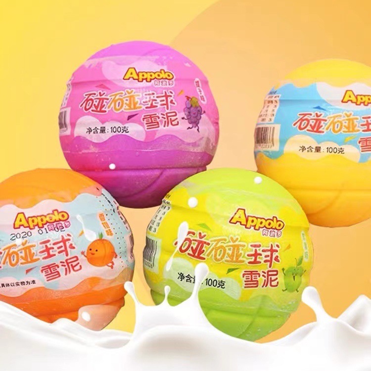 appolo阿波罗碰碰球雪泥橙子苹果味冰激凌冰球冰糕冰淇淋雪糕冷饮