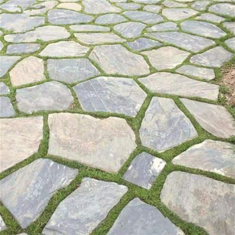 0成交296平方米建筑园林黄木纹碎拼石 黄色机切乱形片石 不规则冰裂纹